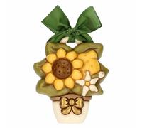 THUN, Formella con Girasole e Limone in Ceramica Decorata a Mano, Versione Media, Idea Regalo, 13 x 15 x 4 cm