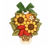 THUN, Formella con Girasoli in Ceramica Decorata a Mano, Versione Grande, Idea Regalo, 21 x 22.5 x 4.5 cm