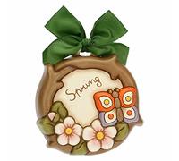 THUN - Formella Spring, Formella in Ceramica Decorata a Mano con Farfalla Poggiata su Ramo in Fiore, 15.5x3.9x15.5 cm h