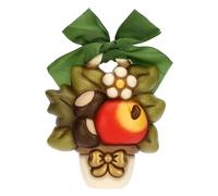 THUN, Formella Vasetto con Castagne, Mela e Fiore in Ceramica e Nastro, Linea AbbracciAMI, Formella da Collezione, Idea Regalo per Natale, 13.2 x 15 x 3.9 cm