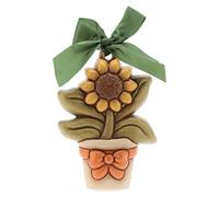 THUN - Formella Vasetto con Girasole da Appendere - Accessori e Decorazioni Casa - Formato Medio - Ceramica - 12 x 18 cm