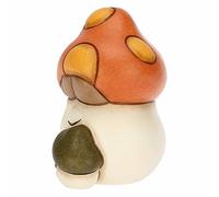 THUN, Fungo Ronnie con Funghetto in Ceramica Decorata a Mano, Linea Racconti d'Autunno, 8.8x6x9.3 cm h