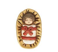 THUN® - Gesù Bambino nella Mangiatoia - Versione Rossa - Statuine Presepe Classico - Ceramica - I Classici
