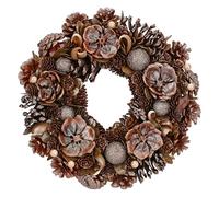 THUN - Ghirlanda decorativa con pigne e palline oro-31 * 31 * 7,5 cm