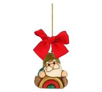 THUN, Gnomo Oliver con Arcobaleno in Ceramica Decorata a Mano, Versione Maxi, Linea Bosco Magico, Addobbo Natalizio, 6x5x6.8 cm h