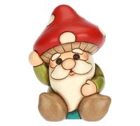 THUN, Gnomo Oliver con Cappello a Forma di Fungo in Ceramica di Alta Qualità, Collezione Inverno Incantato, Statuine da Collezione, Idea Regalo per Natale, 6,3 x 5,7 x 9,4 cm