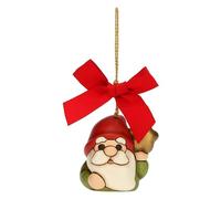 THUN, Gnomo Oliver con Stella Dorata in Ceramica Decorata a Mano, Versione Piccola, Linea Bosco Magico, Addobbo Natalizio, 5x4x4.9 cm