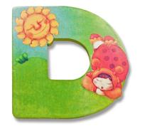 Thun l' ABC della Nannao lettera D Lettera 8 x 8 cm Targa per porta in legno blu marrone giallo schlafendes bambino