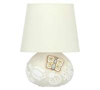 THUN - Lampada da Tavolo e Comodino, Abat-Jour Camera da Letto Bianca, Decorata con Fiori e Farfalla - Accessori per la Casa - Linea Prestige - Formato Piccolo - Ceramica - 14,6 x 12 x 16 h cm