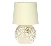 THUN - Lampada Da Tavolo Prestige Con Farfalla - Camera, Arredare la camera - Idea Regalo - Linea Prestige - Ceramica, Cotone Ignifugo, Poliestere, Acciaio Nichelato, Ferro Verniciato - 21x15,6x23,4