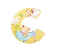 THUN - Lettera C da Parete con Orsetto Teddy in Aeroplano - Accessori Cameretta Bambini - Decorazione Casa - Legno - 8 h cm