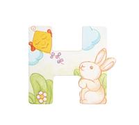 THUN - Lettera H da Parete con Coniglio e Aquilone - Accessori Cameretta Bambini - Decorazione Casa - Legno - 8 h cm