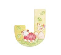 THUN - Lettera J da Parete con Coccinella - Accessori Cameretta Bambini - Decorazione Casa - Legno - 8 h cm