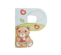 THUN - Lettera P da Parete con Orsetto Teddy - Accessori Cameretta Bambini - Decorazione Casa - Legno - 8 h cm