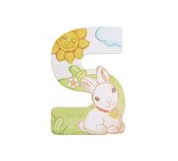 THUN - Lettera S da Parete con Coniglietto - Accessori Cameretta Bambini - Decorazione Casa - Legno - 8 h cm