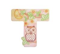 THUN - Lettera T da Parete con Gufo e Luna - Accessori Cameretta Bambini - Decorazione Casa - Legno - 8 h cm
