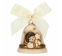 THUN - Limited Edition 2022 - Campanella Beige in Ceramica Decorata a Mano con Iconico Angelo con Stella - Idea Regalo Natale 2022 - ø 7 cm, 8 cm h