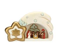 THUN - Mini Presepe Classico 2019 con Capanna Grande a Stella Cometa - Ceramica - 20x10x18 cm