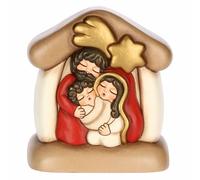THUN, Mini Presepe con Capanna e Sacra Famiglia in Ceramica di Alta Qualità, Collezione Presepe Classico, Statuine per Presepe di Natale da Collezione, 11,7 x 9 x 13 cm