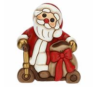 THUN - Natale 2022 - Soprammobile Babbo Natale su Monopattino in Ceramica Decorata a Mano - Idea Regalo Natale 2022-8x6x10.5 cm h