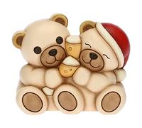 THUN - Natale 2022 - Soprammobile Coppia Teddy Che Brinda in Ceramica Decorata a Mano - Idea Regalo Natale 2022-14.5x10x12 cm h