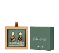 THUN - Orecchini animalier oro e velluto - 2x3,5cm - Parti metalliche: ottone o zama galvanizzato con oro o palladio, titanio. ABS galvanizzato. Altri materiali: vetro, resina