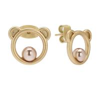 THUN - Orecchini Teddy con perla - metallo - Collezione Dedicato a Te - 1,5 x 1,35 cm