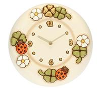 THUN - Orologio Da Parete Con Fiori, Coccinelle e Quadrifogli Portafortuna - Living, Arredare la casa - Idea Regalo - Linea Country - Ceramica, Meccanismo In Plastica - Ø 26 cm; profondità 4,5 cm