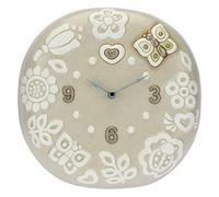 THUN - Orologio Tondo da Parete con Fiori e Farfalle - Living, Orologi - Idea Regalo - Linea Prestige - Ceramica; meccanismo Orologio in plastica - 25x25x5,5 cm