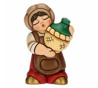 THUN - Oste con Damigiana in Ceramica Decorata a Mano, Colore Rosso, Linea Presepe Classico, Decorazioni Natale Casa, 5.1x3.5x8.1 cm h