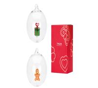 Thun Palline con pan di zenzero e regalo - Decorazioni in vetro per l'albero di Natale, 2 pezzi