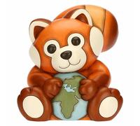 THUN, Panda Rosso in Ceramica Decorata a Mano, Versione Grande, Linea Otto Dreamer, 28x23.8x30 cm h