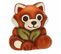 THUN, Panda Rosso in Ceramica Decorata a Mano, Versione Piccola, Linea Otto Dreamer, 4.8x4.6x5 cm h