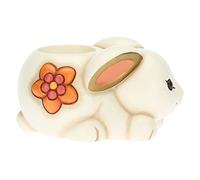 THUN Pasqua 2023, Porta Tea-Light Coniglietto in Ceramica Decorata a Mano, Linea Pasqua Favolosa, 12x8.2x6.6 cm h
