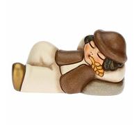 THUN - Pastore Dormiente in Ceramica Decorata a Mano, Colore Bianco, Linea Presepe Classico, Decorazioni Natale Casa, 8.3x3.9x5 cm h