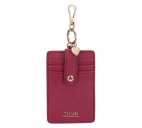 THUN - Porta carte cherry con gancio - ecopelle - Collezione Sempre con me - 15,8 x 3 x 9,5 cm