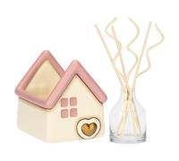 THUN - Porta diffusore a forma di casetta con quadrifoglio in ceramica, 12,4x11, altezza 11,2 cm, collezione Fragrances