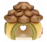THUN, Porta Tea-Light, Casetta a Forma di Pigna in Ceramica, Linea Inverno Incantato, Accessorio tè da Collezione per Cucina, Idea Regalo per Natale, 10.8 x 10.6 x 10.1 cm