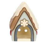 THUN, Porta Tea-Light, Casetta con Vischio in Ceramica, Linea Inverno Incantato, Accessorio tè da Collezione per Cucina, Idea Regalo per Natale, 9.4 x 9.6 x 12 cm