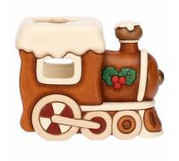 THUN - Porta tea-light locomotiva in ceramica-13,5X7,9X10