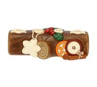 THUN - Portacandele natalizio tronchetto in ceramica-29,8X13,5X9,7