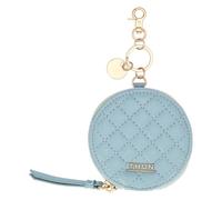 THUN Portachiavi rotondo con zip azzurro, ecopelle, Collezione Sempre con Me, Ø 9 cm, 2 cm