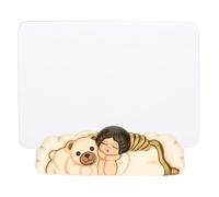THUN, Portafoto con Angelo e Teddy in Ceramica Decorata a Mano e Vetro, Linea Baby, 14 x 4.7 x 7, Spazio Foto 14 x 17 cm