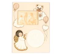 THUN, Portafoto con Calco Manina Angelo con Teddy in Ceramica Decorata a Mano, Linea Baby, 24.5 x 32.5 x 3 cm