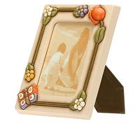 Thun, Portafoto Grande in Ceramica Decorata a Mano con Decorazioni Floreali, Linea Country, 19.6x24.3x2 cm, Spazio Foto 12.2x17 cm