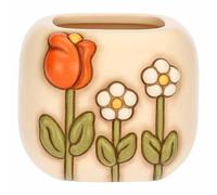 THUN, Portaspazzolini In Ceramica, Collezione Happy Country, Ideale per il tuo Bagno, Accessori per Casa, 10,5 x 9,4 x 9 cm