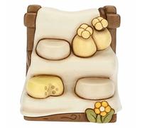 THUN - Presepe 2022 - Statuina Presepe Banco Formaggi in Ceramica Decorata a Mano - Linea Presepe Classico - 7,5x4,4x8,5 cm h