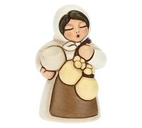 THUN - Presepe 2022 - Statuina Presepe Donna con Formaggio in Ceramica Decorata a Mano, Versione Vestito Bianco - Linea Presepe Classico - 5x5x8 cm h