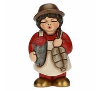 THUN - Presepe 2022 - Statuina Presepe Salumiere in Ceramica Decorata a Mano, Versione Vestito Marrone - Linea Presepe Classico - 4,3X4,5X8 cm h