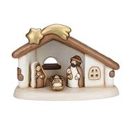 THUN - Presepe Completo Set Capanna: Sacra Famiglia - Versione Bianca - Statuine Presepe Classico - Ceramica - 37x27x26,2 cm